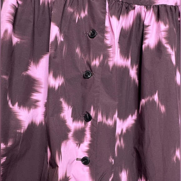PSOPHIA Printed Taffeta Collared Long Sleeve Dress Brown & Pink w/ Pockets - Picture 4 of 7